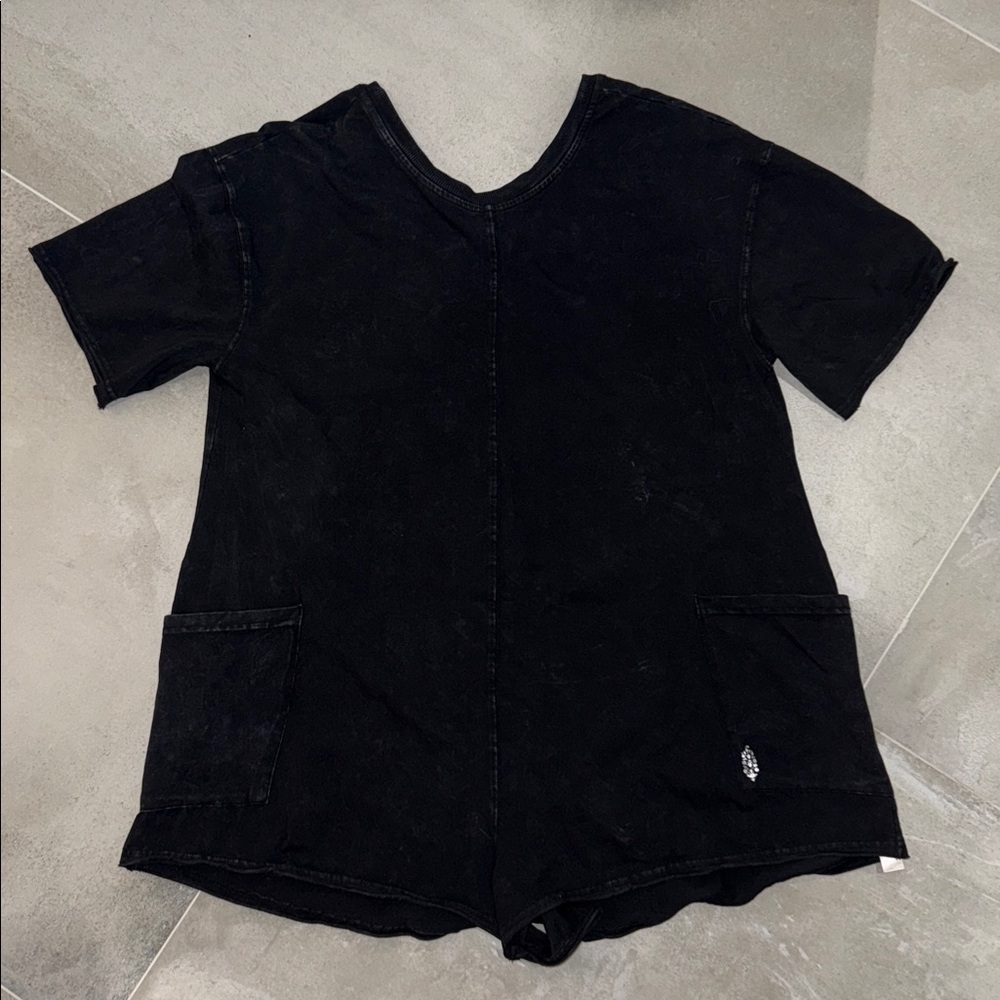 Free People Movement Hot Shot Tee Black Romper